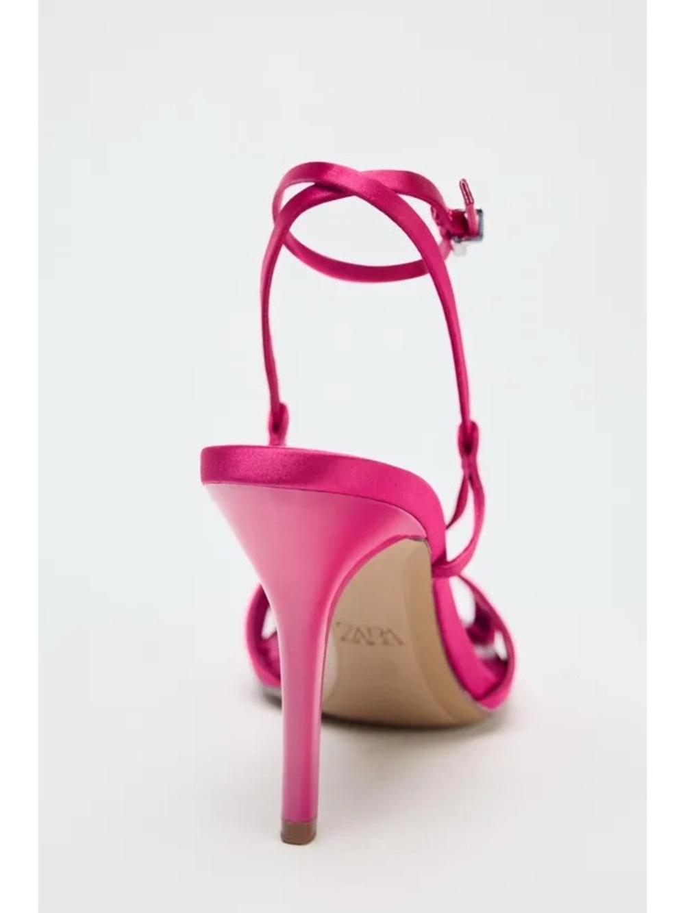 ZARA Fuchsia Satin High Heel Sandals - Picture 3 of 12